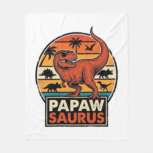 Manta Polar Papawsaurus Diseño Vectorial Retro Dinosaurio Atar (Anverso)