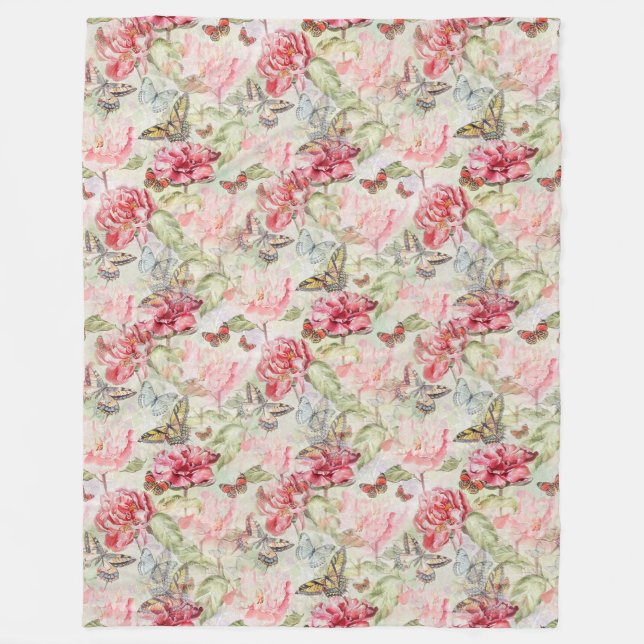 Manta Polar Papel de escritorio de la cosecha de flores - Patr (Anverso)