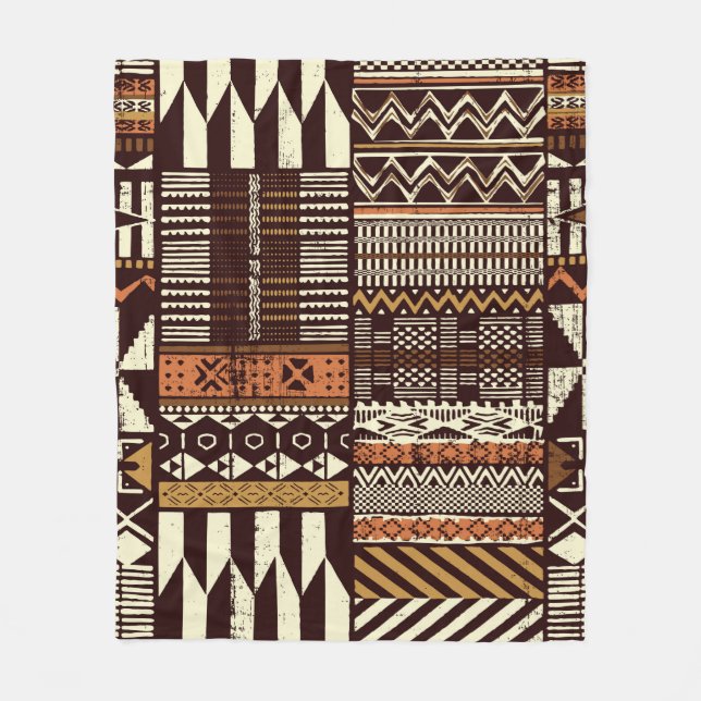 Manta Polar Papel de tejido al estilo tribal africano, abstrac (Anverso)