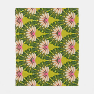 Manta Polar Papel estilizado de loto: rosa, verde.
