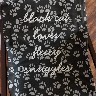 Manta Polar Papel negro y gris Imprimir nombre de gato Funda