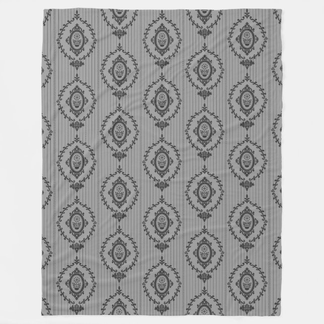 Manta Polar Papel pintado barroco gris (Anverso)