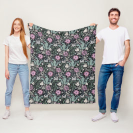 Manta Polar Papel pintado botánico victoriano de amapola de Wi