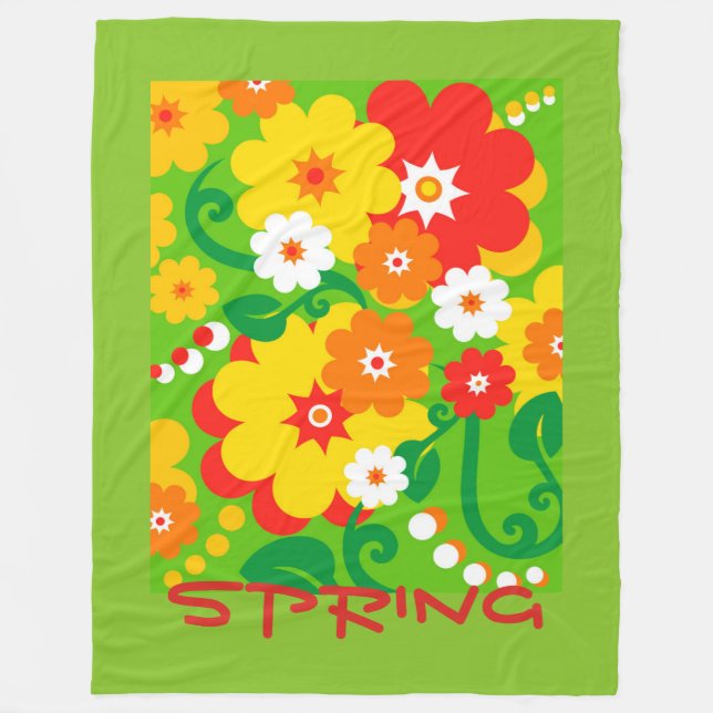 Manta Polar Papel pintado divertido del flower power + su (Anverso)