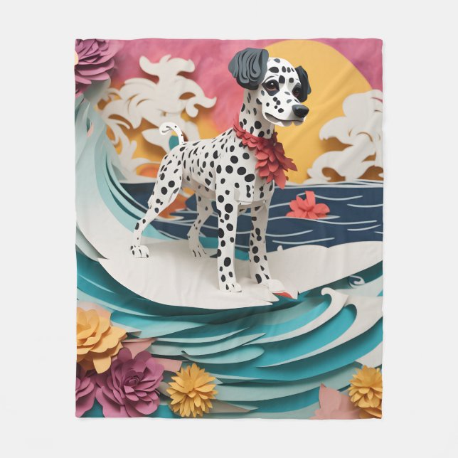 Manta Polar Papel Rococo Dalmatian Surfing Pastel Colores (Anverso)