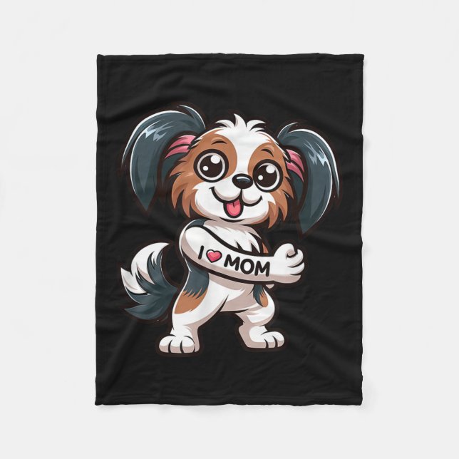Manta Polar Papillon I Love Mom Funny Dog Tattoo (Anverso)