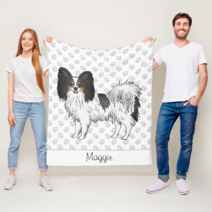 Manta Polar Papillon Tricolor Feliz Perro Con Patas Y Nombre