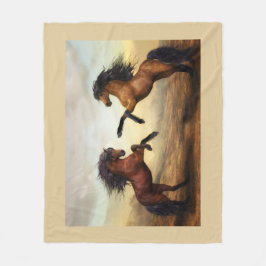 Manta Polar par de caballos salvajes