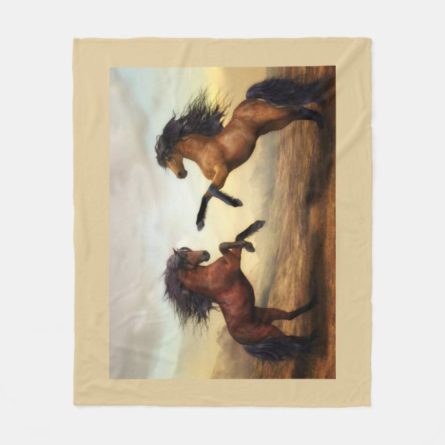 Manta Polar par de caballos salvajes (Anverso)