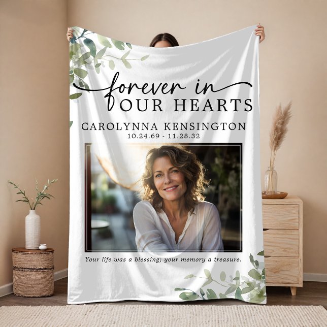 Manta Polar Para siempre en nuestro corazón, recuerdo Keepsake (Forever in Our Hearts Memorial Keepsake Fleece Blanket)
