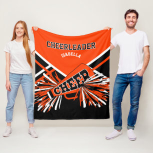 Manta Polar Para una Porrista 📣 - Naranja, Negro y Blanco