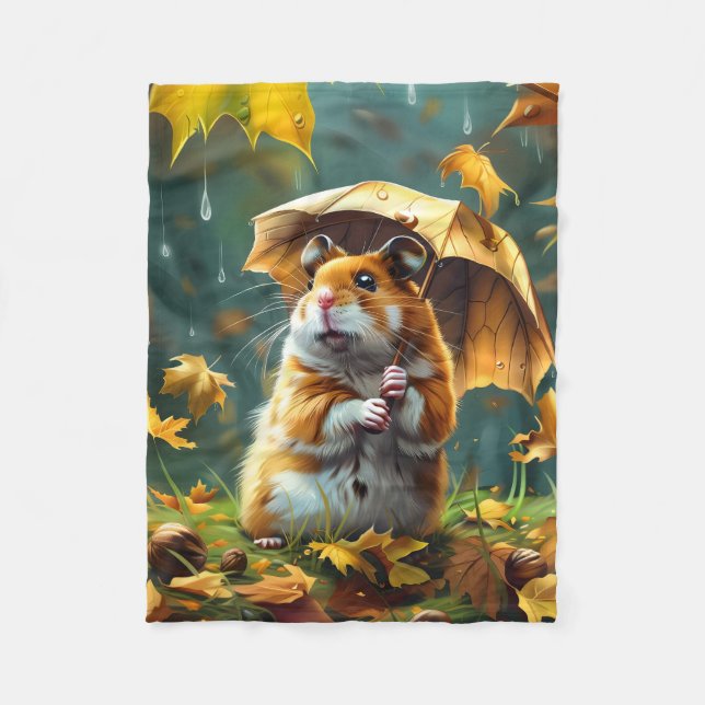 Manta Polar Paraguas de Hamster y Leaf (Anverso)