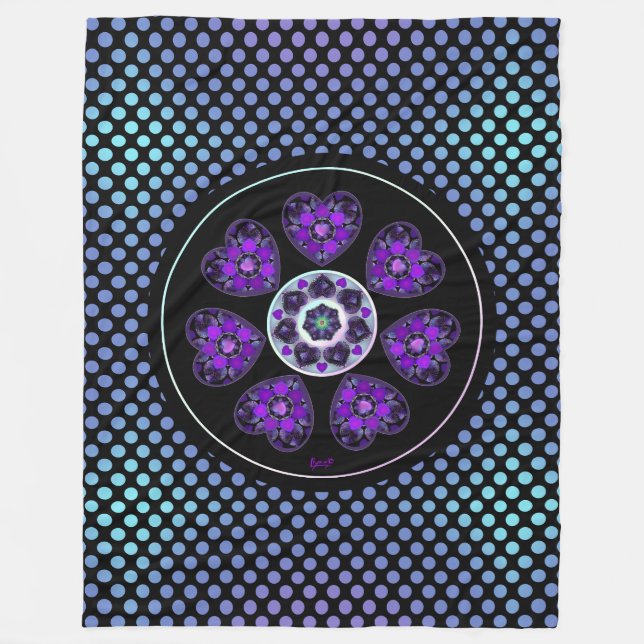 Manta Polar Paraguas morados y corazones .7 (Anverso)