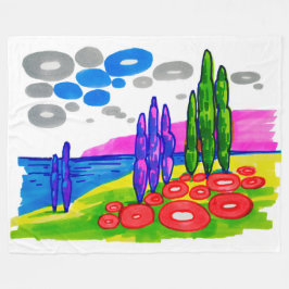 Manta Polar Paraíso del Pop Art – Paisaje Gráfico Audaz