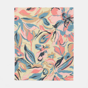 Manta Polar Parche abstracto: crema floral geométrica.