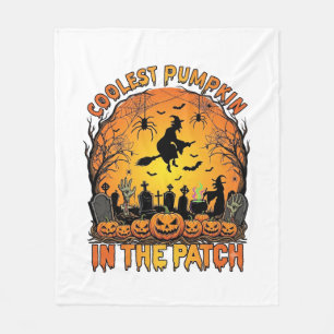 Manta Polar Parche de Calabaza más Cool Halloween Bruja Arañas