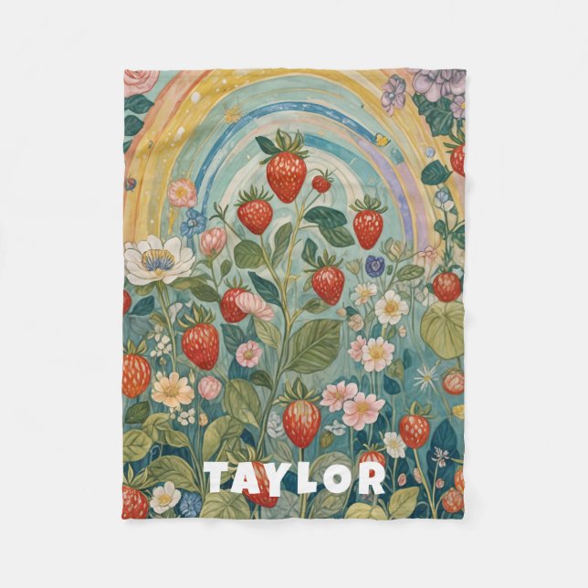 Manta Polar Parche de fresa caprichoso (Anverso)