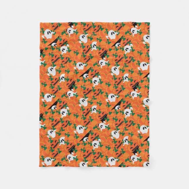 Manta Polar Parche Halloween Ghosts Haunted Pumpkin (Anverso)