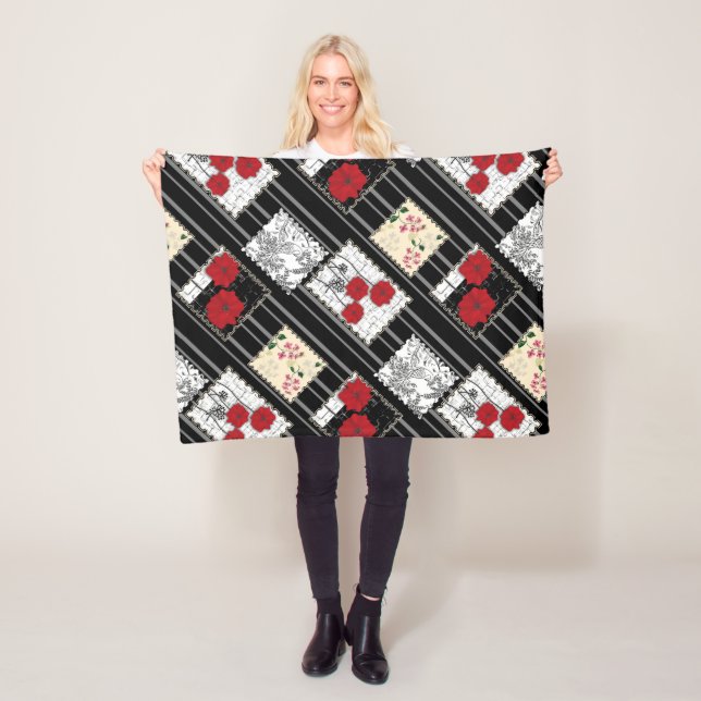 Manta Polar Parches de patchwork de moda retro sin costuras (In situ)