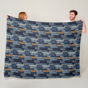 Manta Polar Parchwork Denim Fabric Art Ilustracion No6