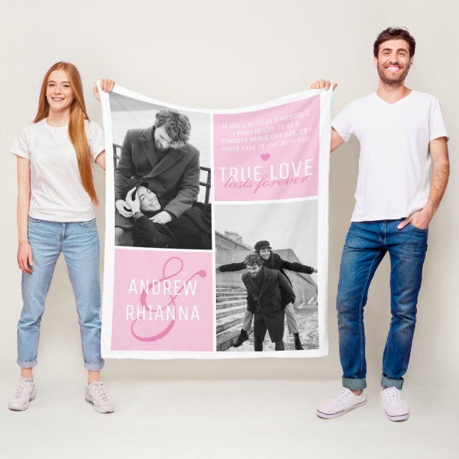 Manta Polar Pareja de amor verdadero 2 foto y cita (In situ)