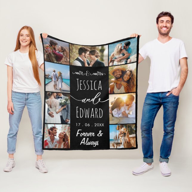 Manta Polar Pareja de collage de fotos 9 imágenes para siempre (In situ)