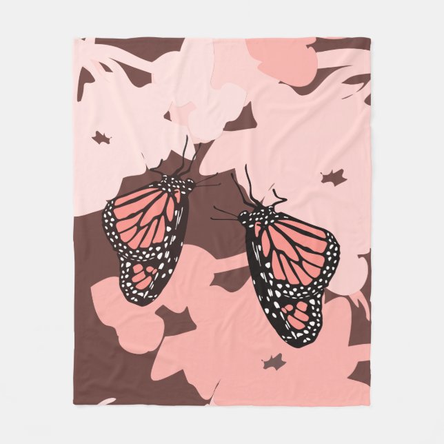 Manta Polar Pareja de mariposa monarca de alimentación de colo (Anverso)