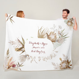 Manta Polar Pareja de novios con flores bohemias