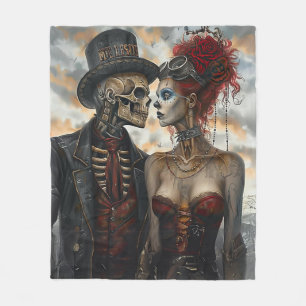Manta Polar Pareja Steampunk Victorian Skeleton