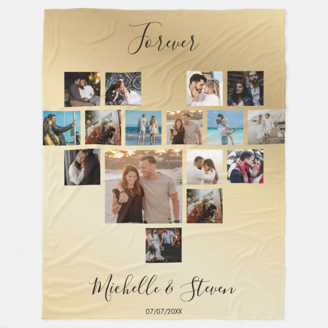 Manta Polar Parejas Regalo El día de San Valentín Collage de f (Anverso)