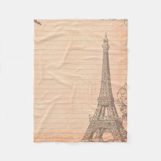 Manta Polar Paris France Eiffel Torre Shabby Fleece Blanket (Anverso)