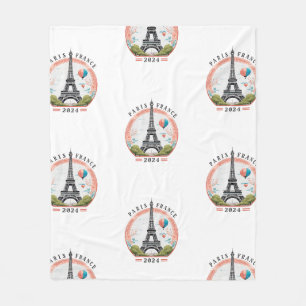 Manta Polar Paris Francia 2024 Fleece Blankets, Torre Eiffel