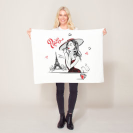 Manta Polar París y café, rojo