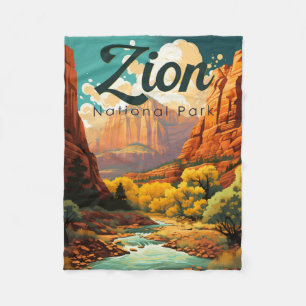 Manta Polar Parque nacional Zion Ilustracion Retro