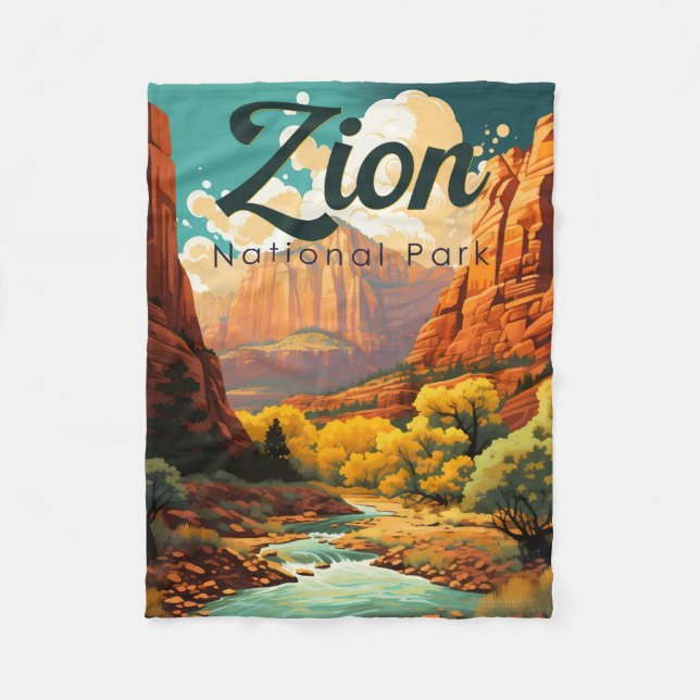 Manta Polar Parque nacional Zion Ilustracion Retro (Anverso)
