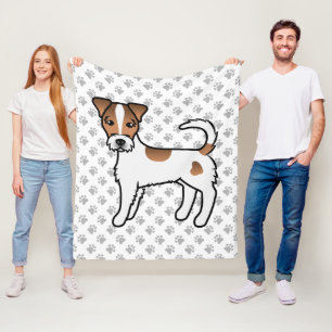 Manta Polar Parson Russell Terrier de pelaje áspero blanco y b