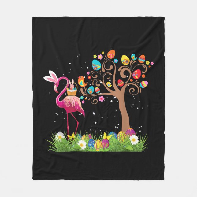 Manta Polar Pascua de Bunny Flamingo 2021 | Amantes del flamen (Anverso)