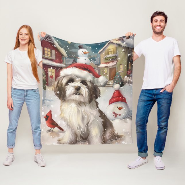 Manta Polar Pascua de invierno Havanese Alegría de Navidad (In situ)