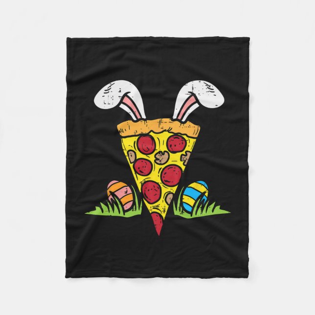Manta Polar Pascua Pizza Slice Bunny Ears Divertido Snack Food (Anverso)