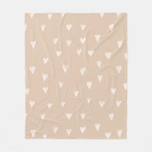 Manta Polar Pastel Beige Doodles Cute Heart Pattern