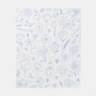 Manta Polar Pastel Blue Abstract Floral Tinta Botánica Patt