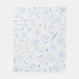 Manta Polar Pastel Blue Abstract Floral Tinta Botánica Patt
