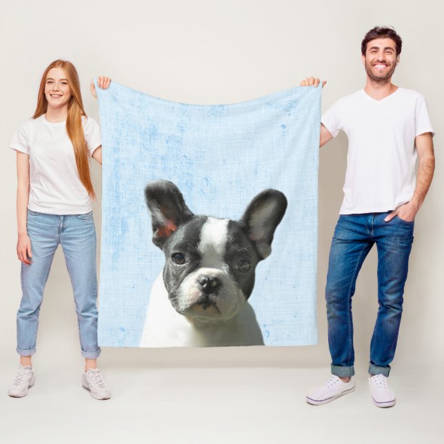 Manta Polar Pastel Blue Peekaboo Boston Terrier Puppy Nursery (In situ)
