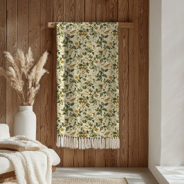 Manta Polar Pastel Botanical Blanket Sage Green Gold Elegance