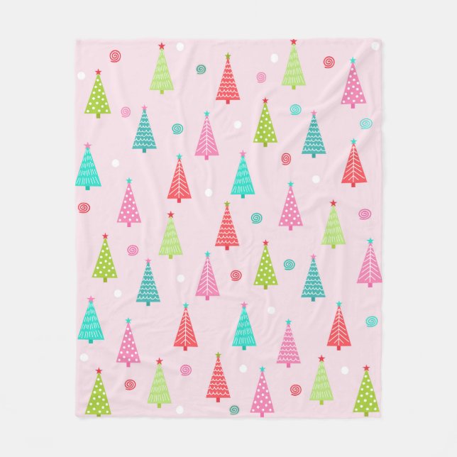Manta Polar Pastel Christmas Trees Fleece Blanket (Anverso)