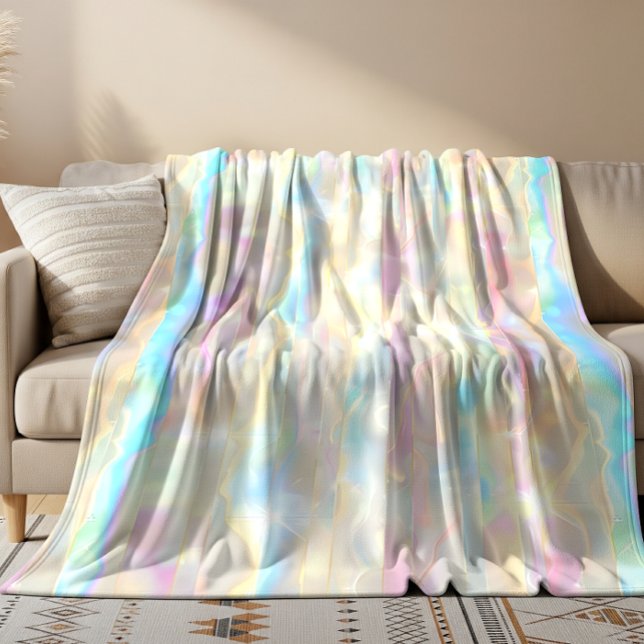 Manta Polar Pastel Colors Shimmering Iridescent Stripes Patter (Subido por el creador)