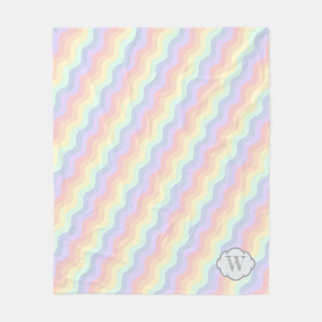 Manta Polar Pastel de olas de arcoiris Fleece Blanket (Anverso)