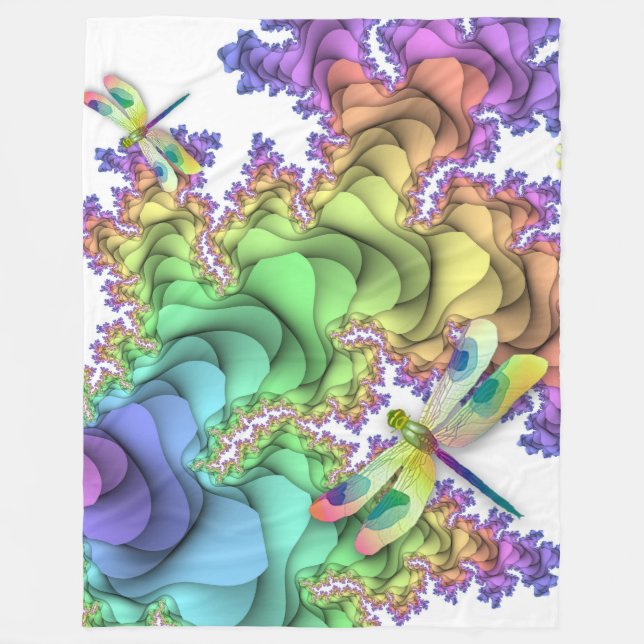 Manta Polar Pastel Dragonflies Fleece Blanket (Anverso)