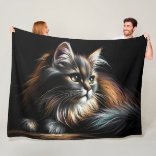 Manta Polar Pastel duro dibujando gato de larga duración