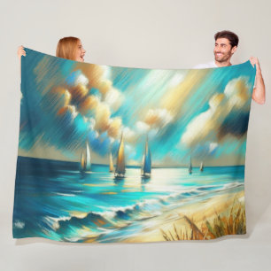 Manta Polar Pastel duro dibujar botes agua